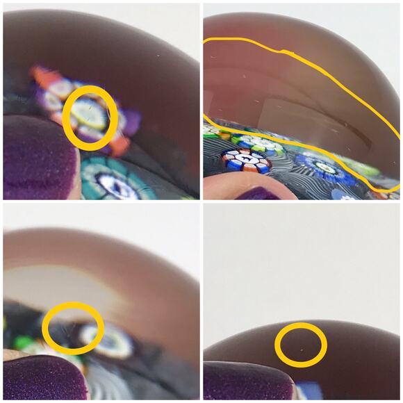 Perthshire PP47 1986 Millefiori Picture Cane Cat Puffin Black Lace Paperweight - Picture 13 of 16